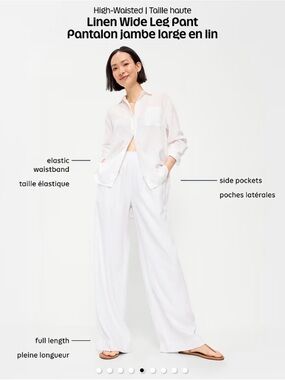 Old Navy Wide-Leg Linen-Blend Pants in Light Beige in Large Tall
